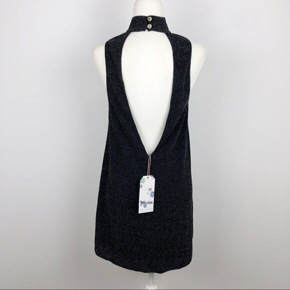 NWT Show Me Your MuMu Friday Black Choker Cut out Dress XS Metallic Black - Picture 7 of 16